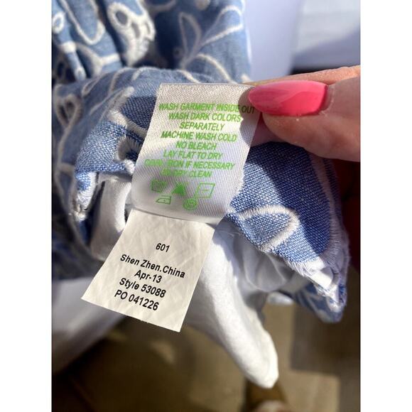 Lilly Pulitzer Tide Blue Hollar for a Dollar Eyelet Linen Preppy Mini Dress - Picture 11 of 11